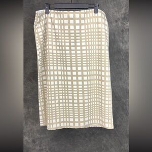 NYCC Cream & Khaki Geometric Pencil Skirt | Stretch Career Skirt | Size L